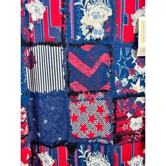 LuLaRoe Debbie Women's Navy Blue & Red Long A-Line Dress - Picture 2 of 6